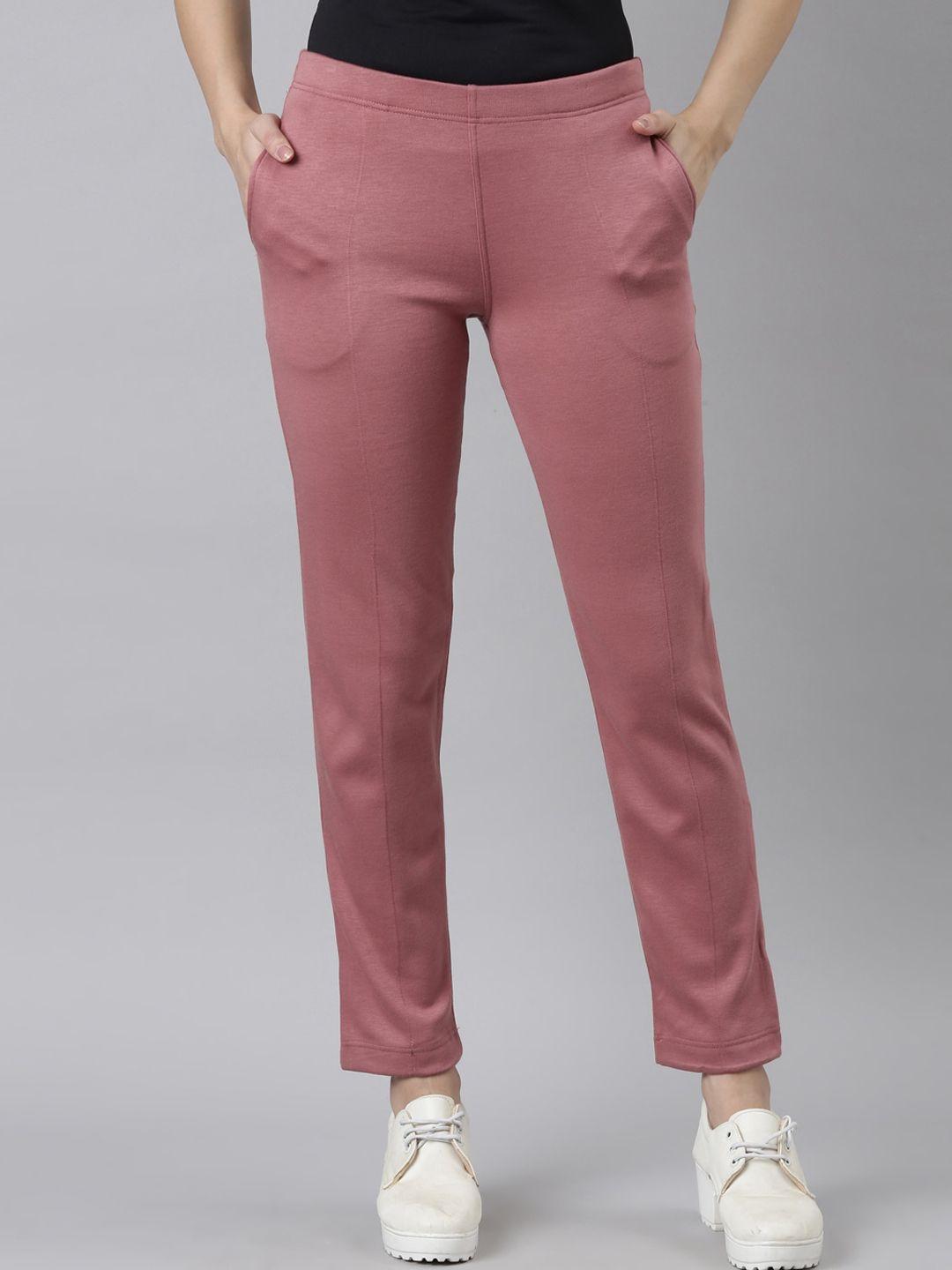 go colors women tailored tapered fit acrylic trousers