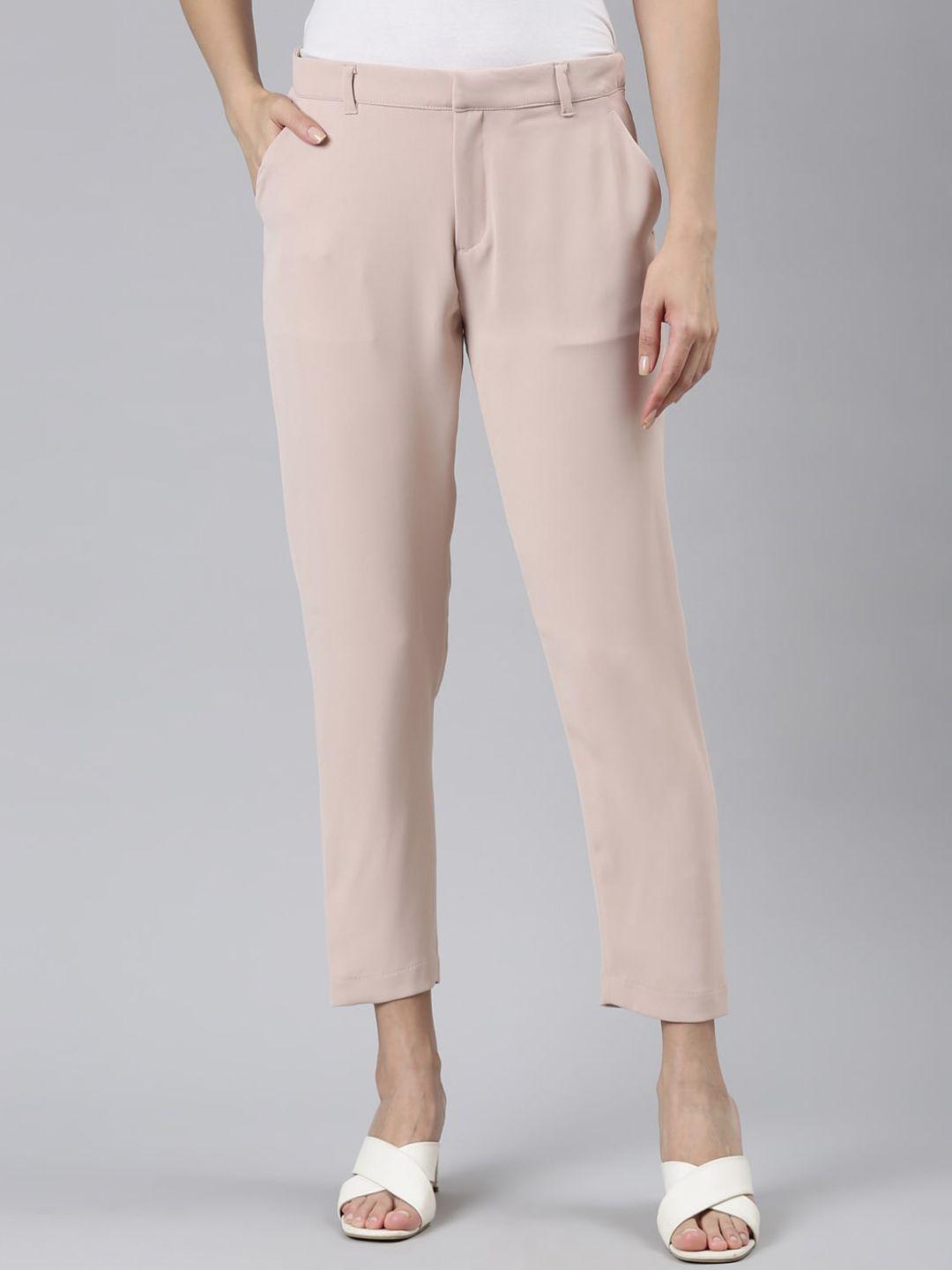 go colors women tailored tapered fit trousers