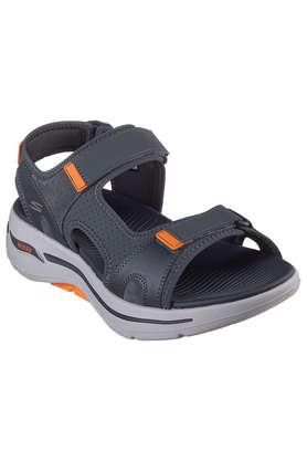 go walk arch fit - missi synthetic leather slipon men's sandals - charcoal