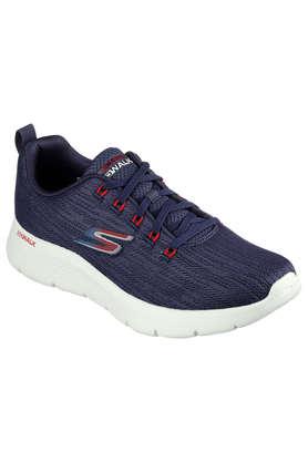 go walk flex synthetic mesh lace up men's sport shoes - navy