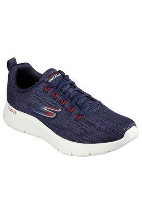 go walk flex synthetic mesh lace up mens casual shoes - navy