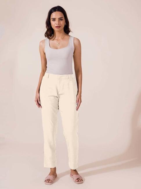 go colors! beige mid rise formal trousers