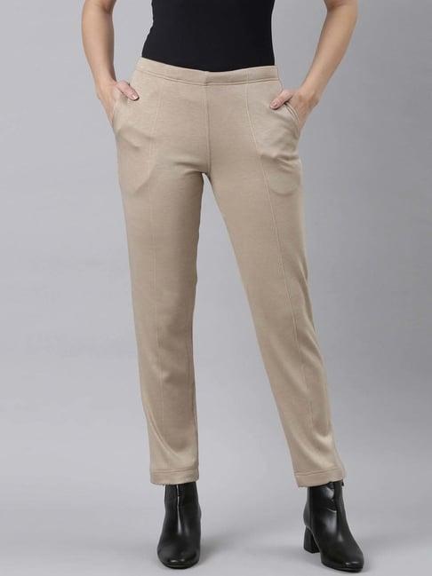 go colors! beige mid rise pants