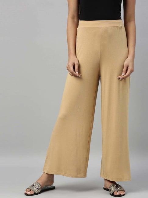 go colors! beige relaxed fit palazzos