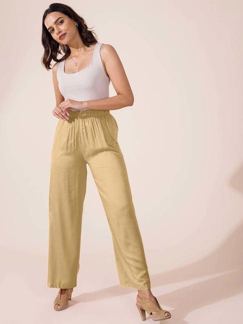 go colors! beige relaxed fit palazzos