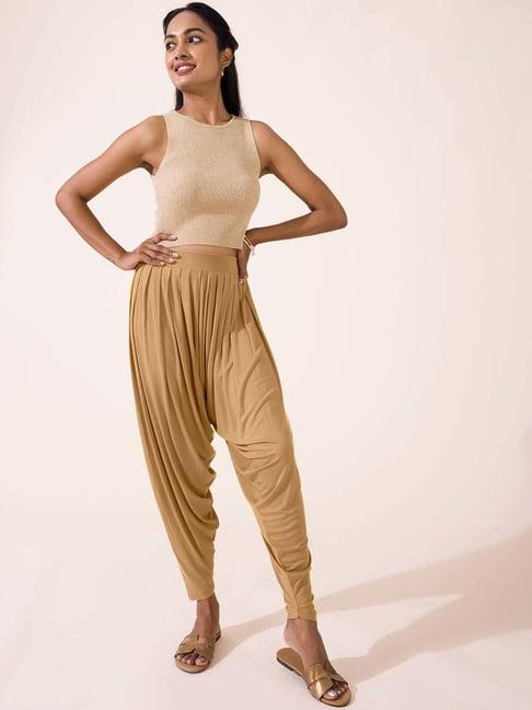 go colors! beige relaxed fit patiala pants