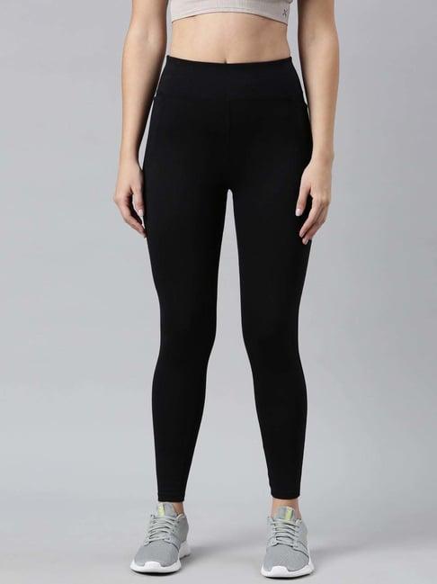 go colors! black cotton mid rise sports tights