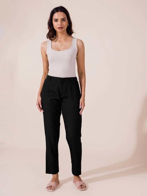 go colors! black mid rise formal trousers