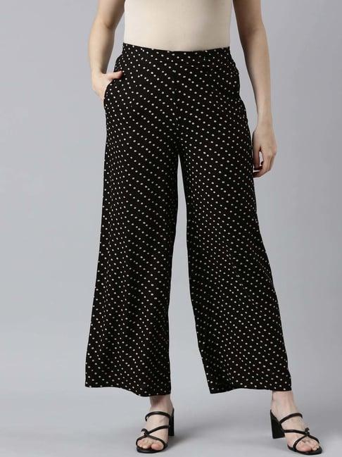 go colors! black printed palazzos