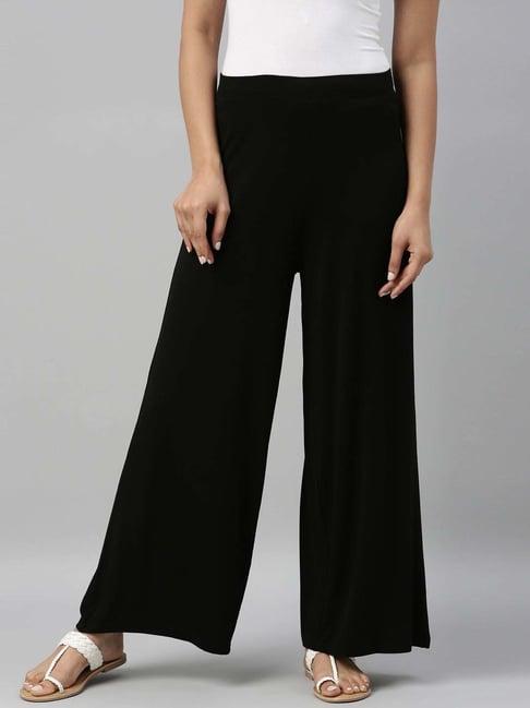 go colors! black relaxed fit palazzos