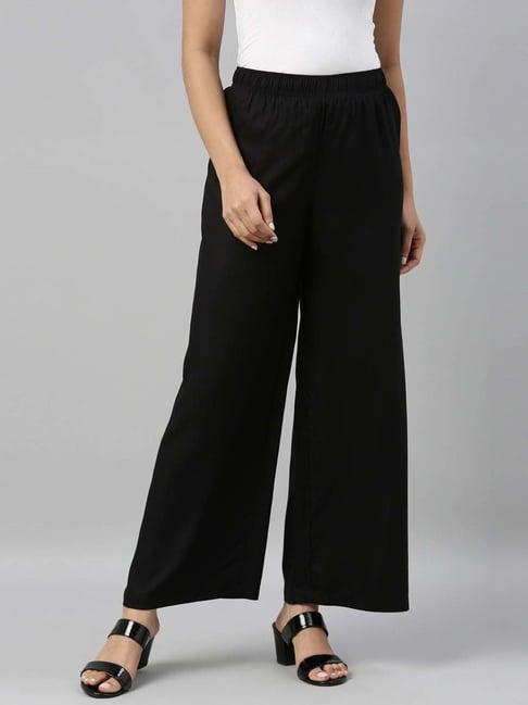 go colors! black relaxed fit palazzos