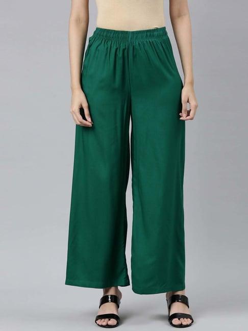 go colors! bottle green relaxed fit palazzos