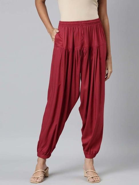 go colors! cherry red relaxed fit harem pants