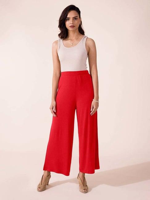 go colors! cherry red relaxed fit palazzos