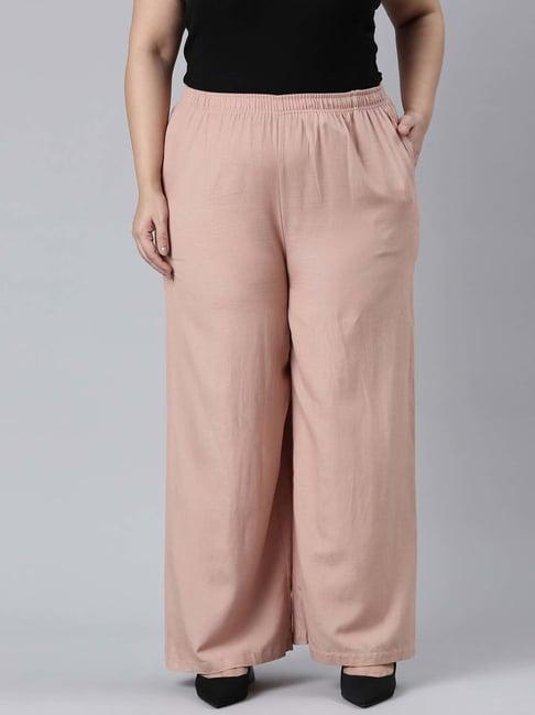 go colors! dusty pink linen relaxed fit palazzos