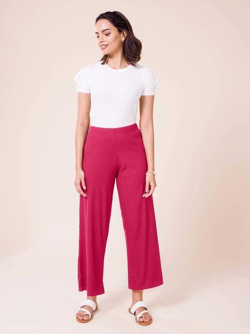 go colors! fuchsia pink relaxed fit palazzos