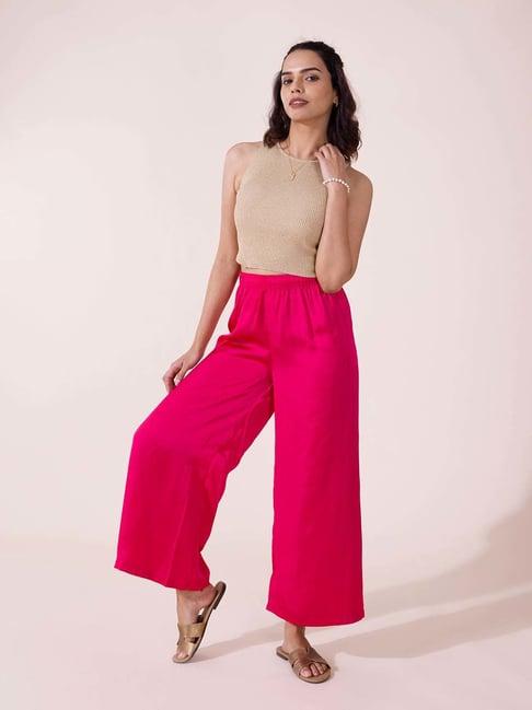 go colors! fuchsia pink relaxed fit palazzos