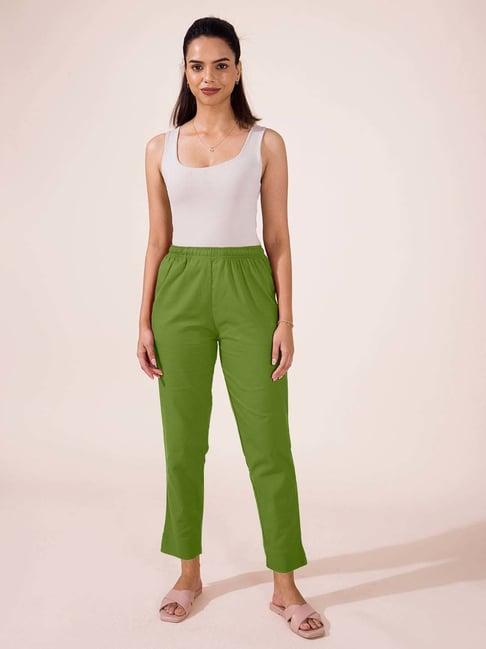 go colors! green cotton mid rise pencil pants