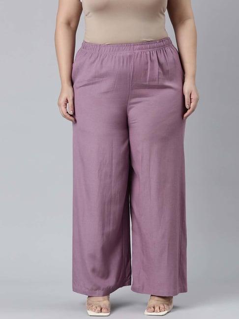 go colors! lilac linen relaxed fit palazzos