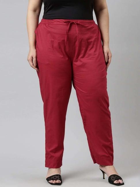 go colors! maroon cotton mid rise pants