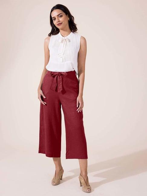 go colors! maroon high rise culottes