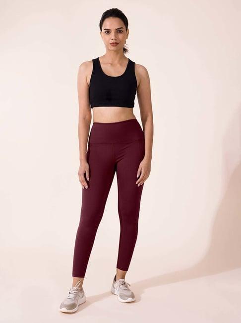 go colors! maroon mid rise sports tights