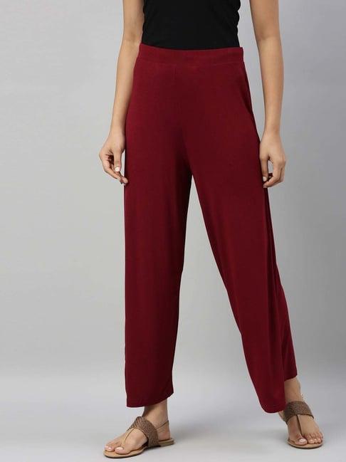 go colors! maroon relaxed fit palazzos
