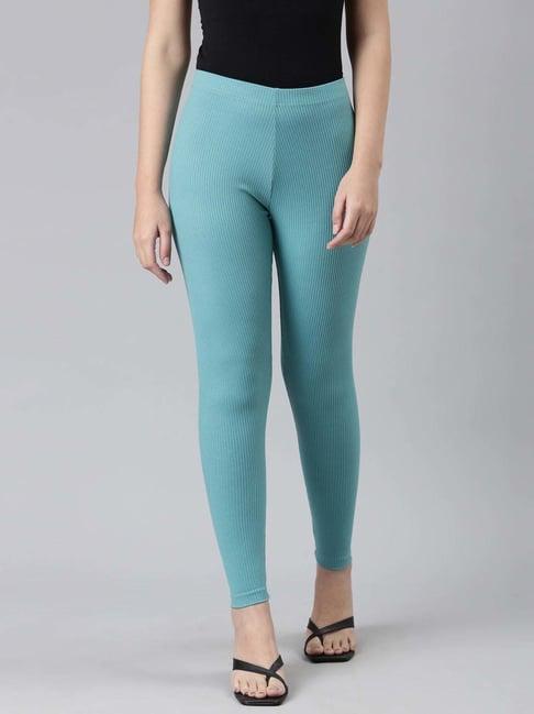 go colors! mint blue striped leggings