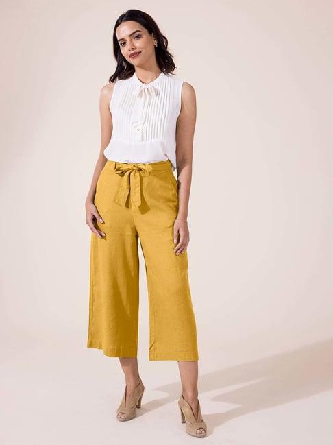 go colors! mustard high rise culottes
