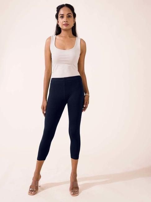 go colors! navy cotton crop leggings