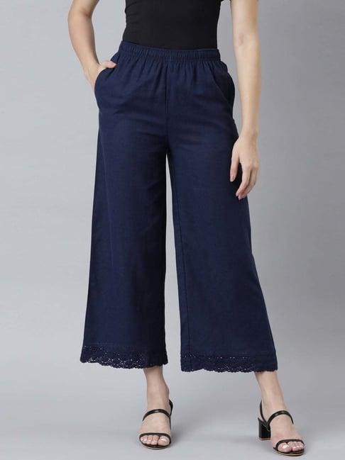 go colors! navy linen palazzos