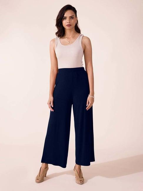 go colors! navy relaxed fit palazzos