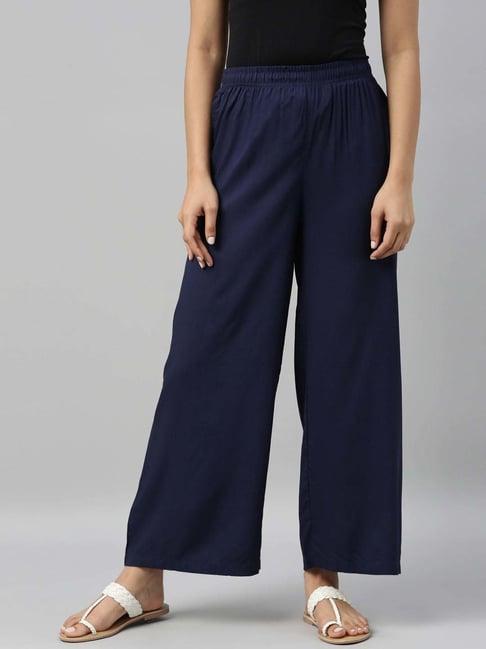 go colors! navy relaxed fit palazzos