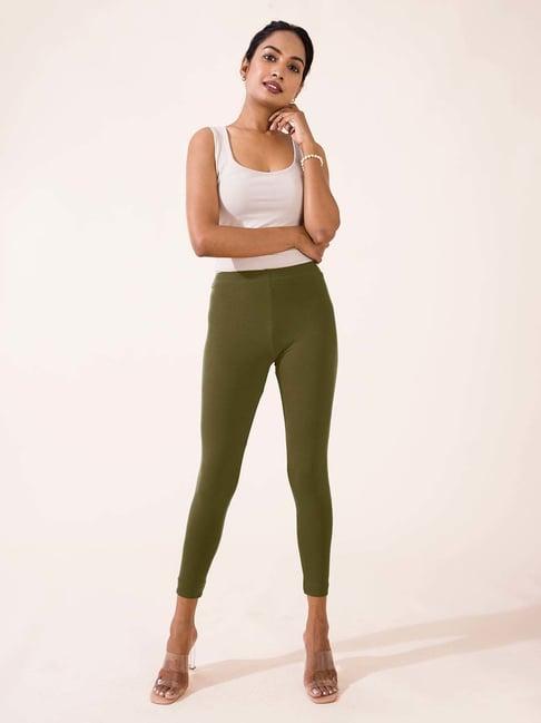 go colors! olive green cotton crop leggings