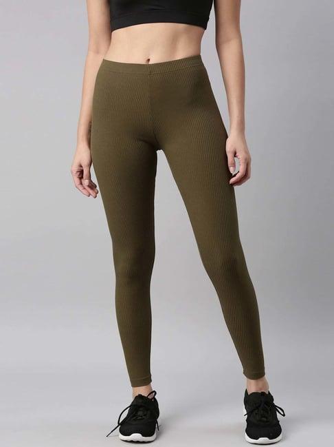 go colors! olive green striped sports tights