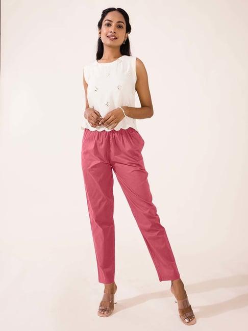 go colors! pink cotton mid rise pants