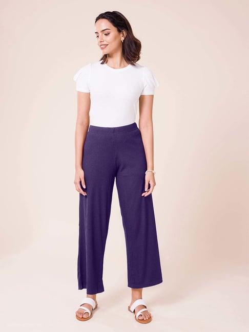 go colors! purple relaxed fit palazzos