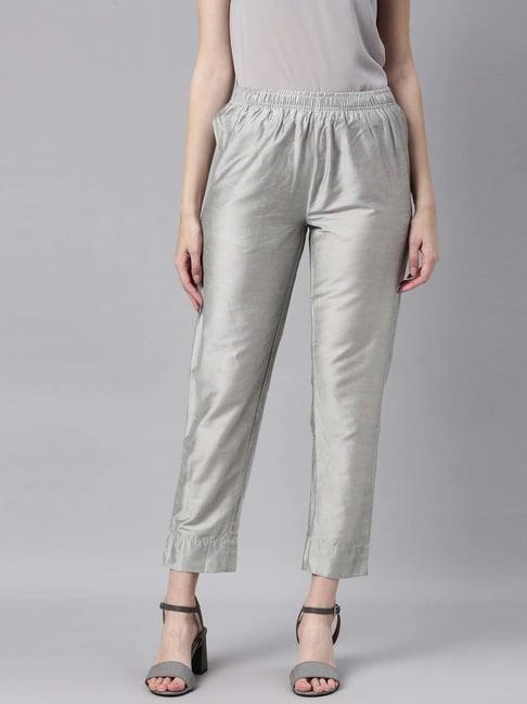 go colors! silver tapered fit pants