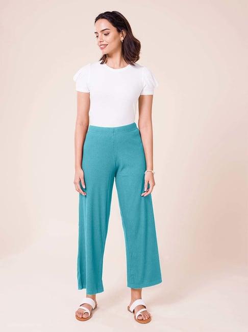 go colors! turquoise relaxed fit palazzos