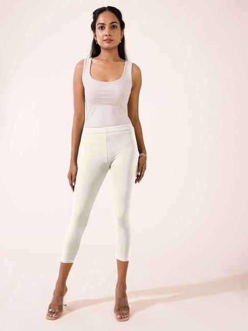 go colors! white cotton crop leggings