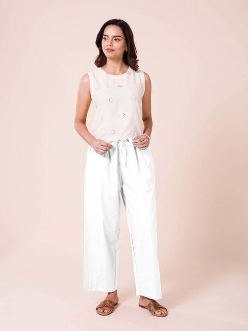 go colors! white cotton palazzos