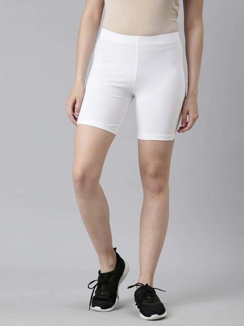 go colors! white cotton slim fit sports shorts