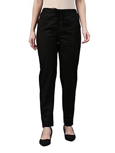 go colors women's tapered fit cotton pant (8905344116979_black_m)