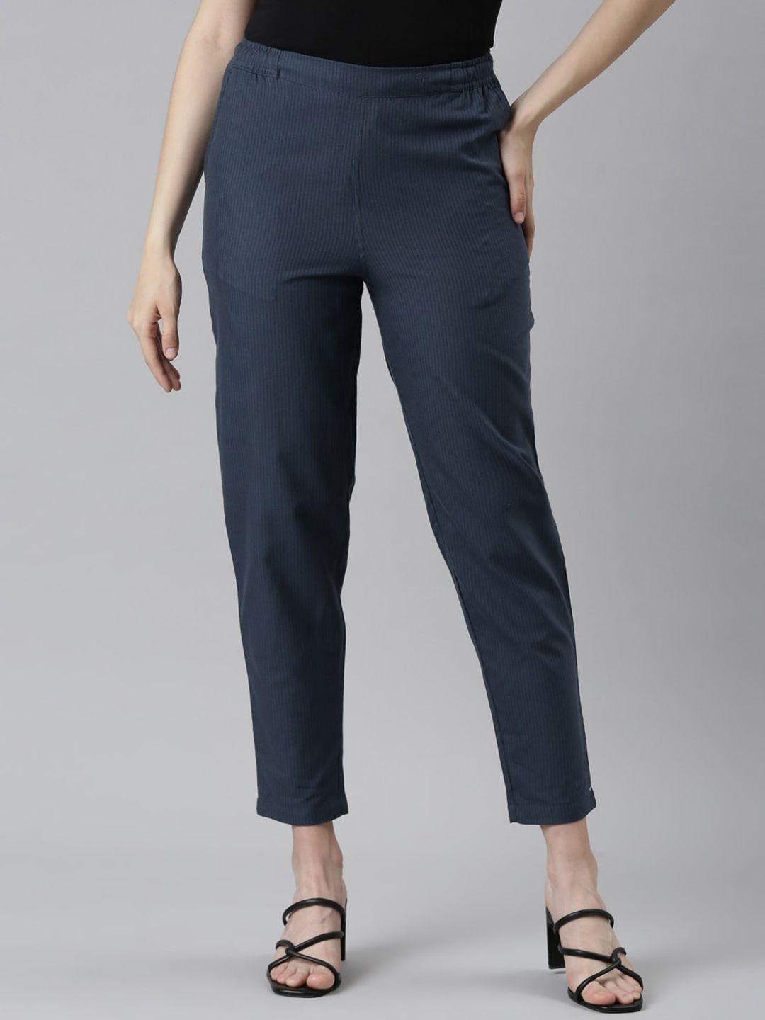 go colors women comfort mid-rise linen trousers