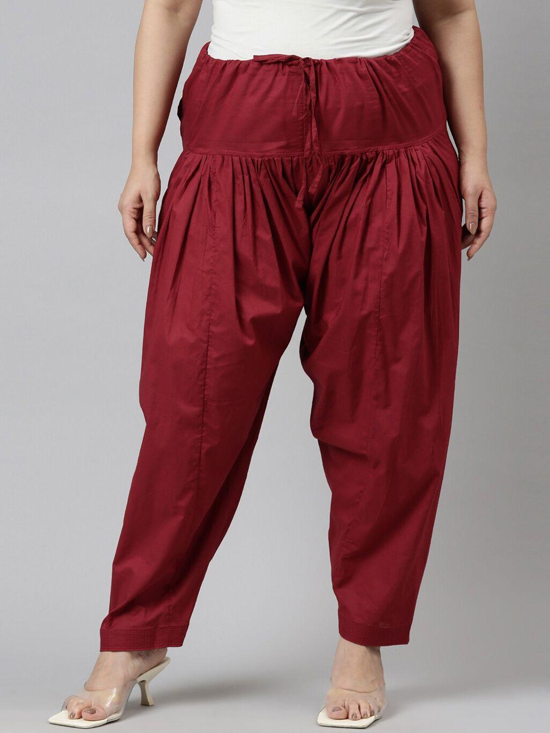 go colors women maroon relaxed pleated jodhpuri