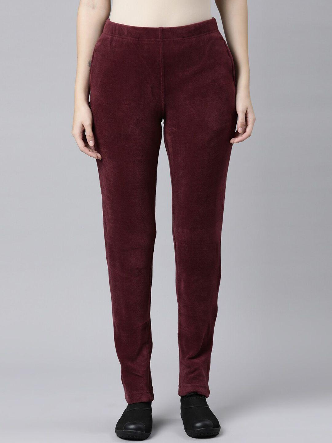 go colors women maroon relaxed trousers