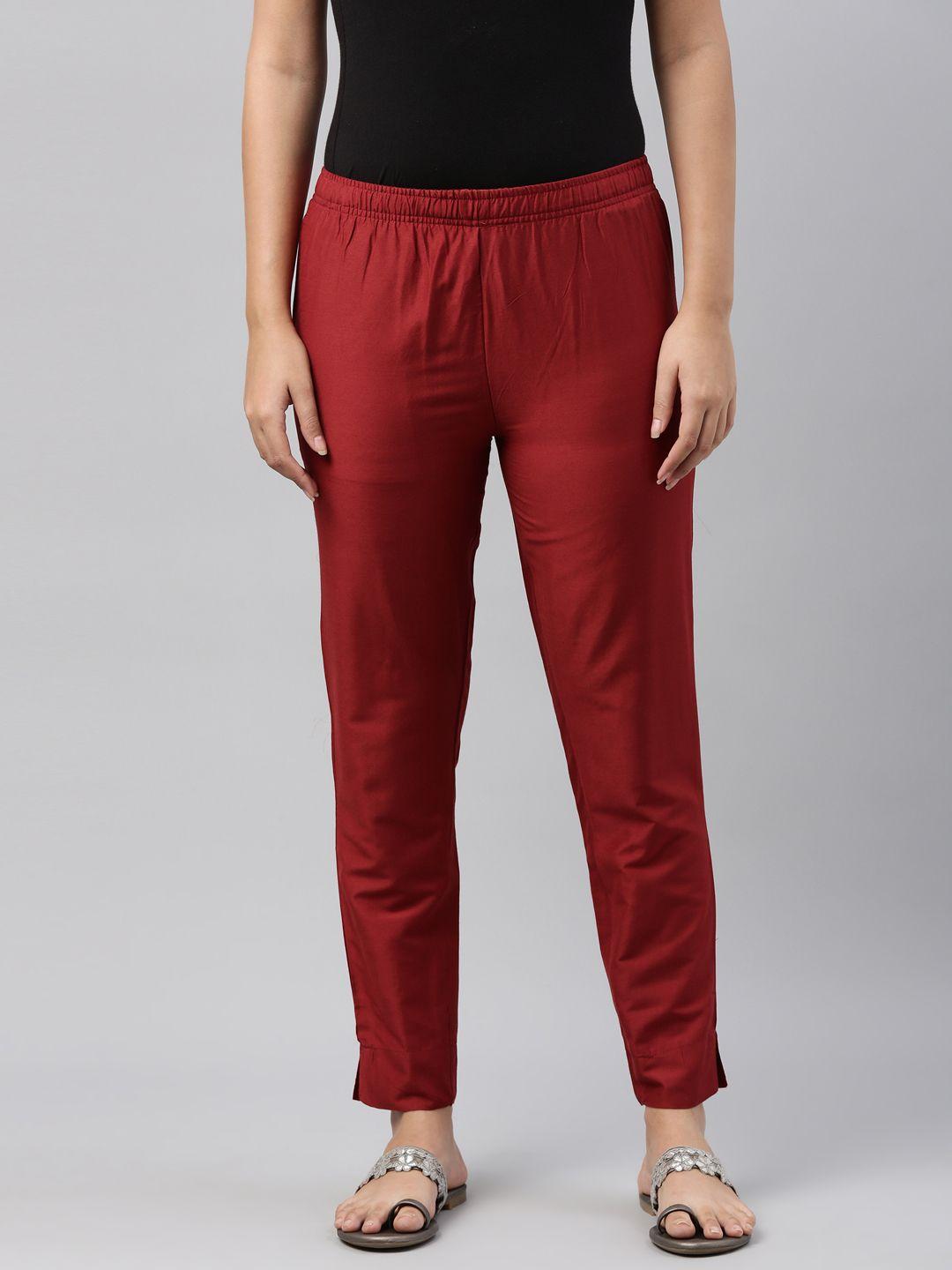 go colors women maroon trousers