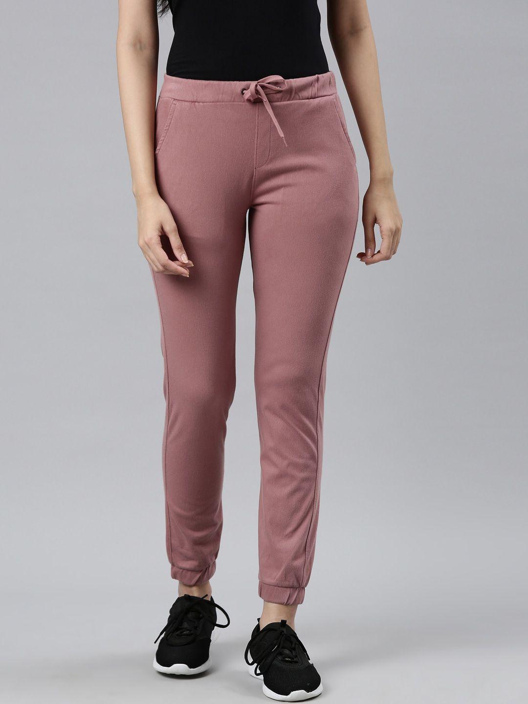 go colors women pink solid sports jogger