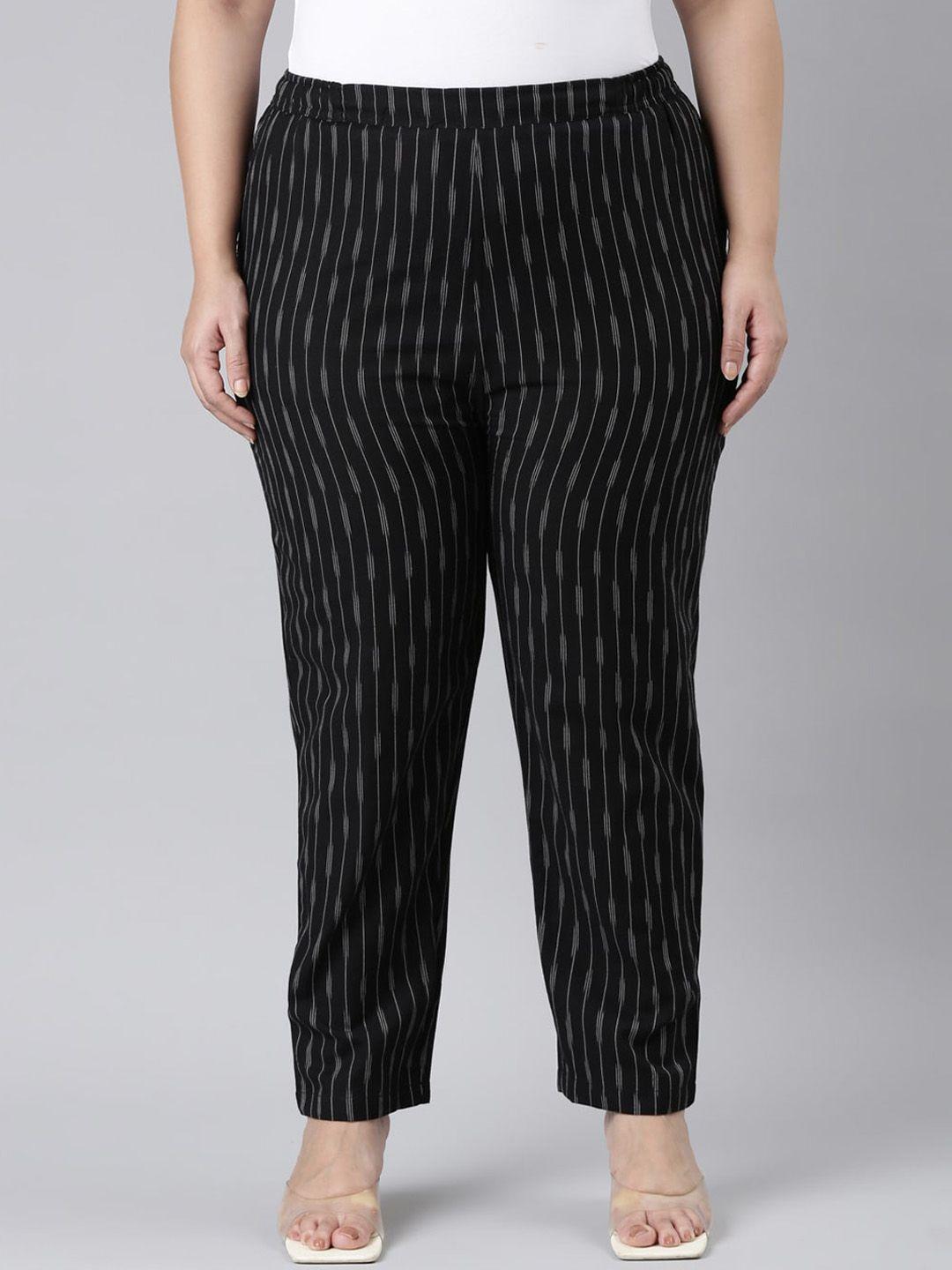 go colors women plus size comfort striped linen trousers