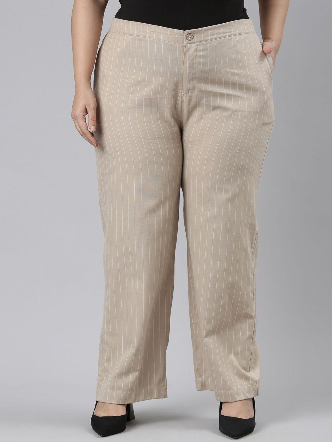 go colors women plus size striped cotton parallel trousers